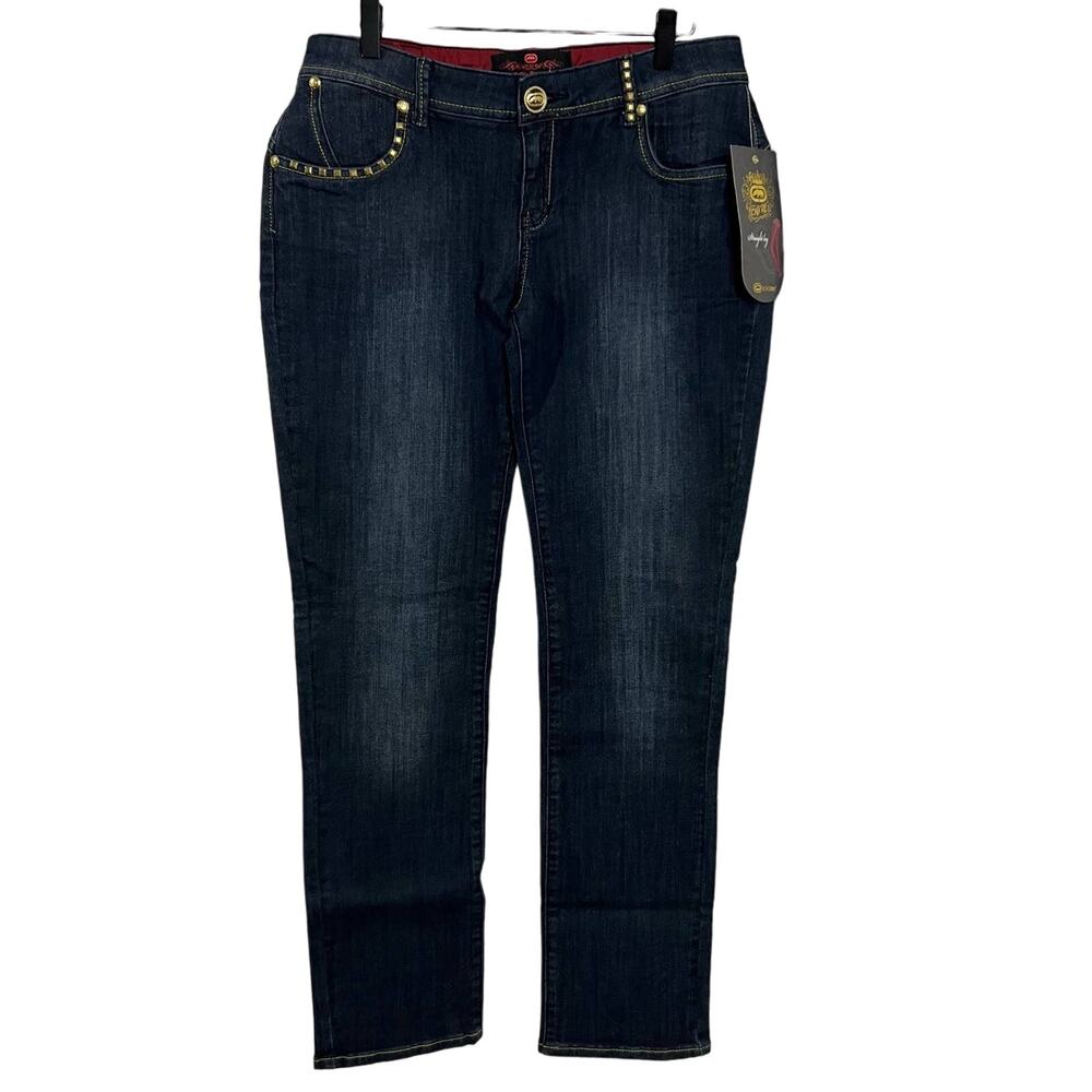 Ecko Red Dark Wash Studded Embellished Straight Leg Jeans Size 9/10 New